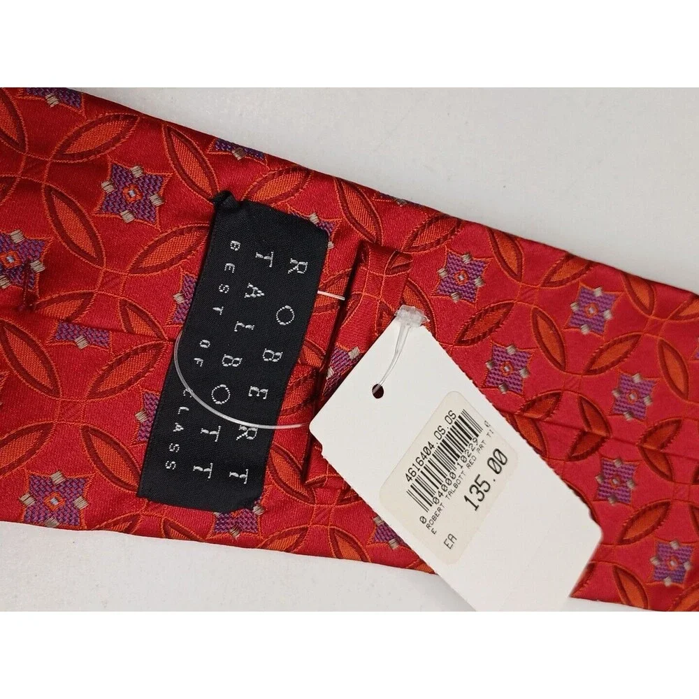 ROBERT TALBOTT Best of Class Mens Silk Necktie Tie USA Geometric Red NWT $135
